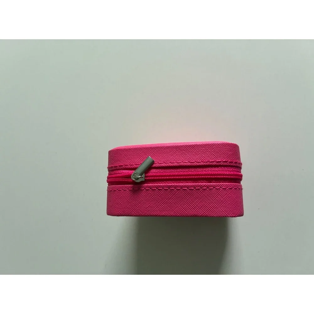 Pink Travel Jewelry‎ Organizer Box Zippered Case Storage Portable Small